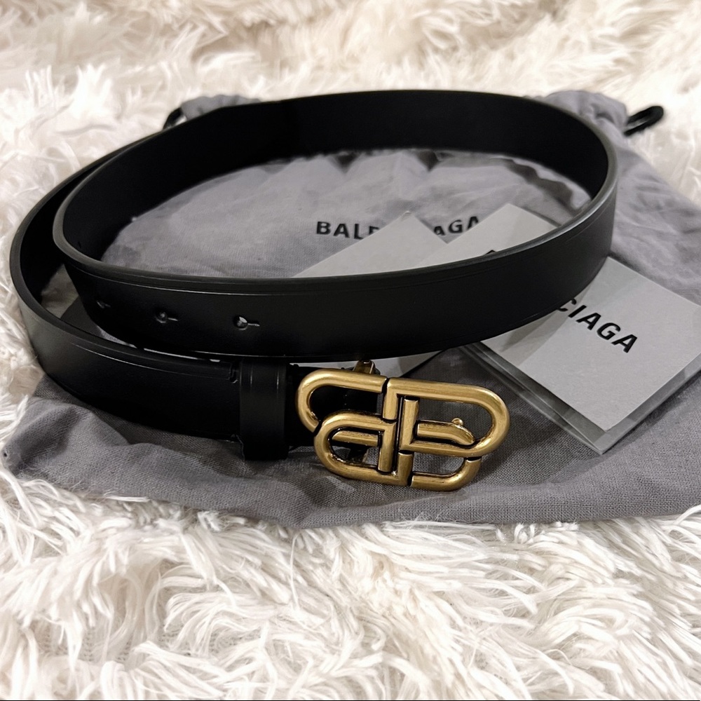 Balenciaga BB Thin Belt in Black